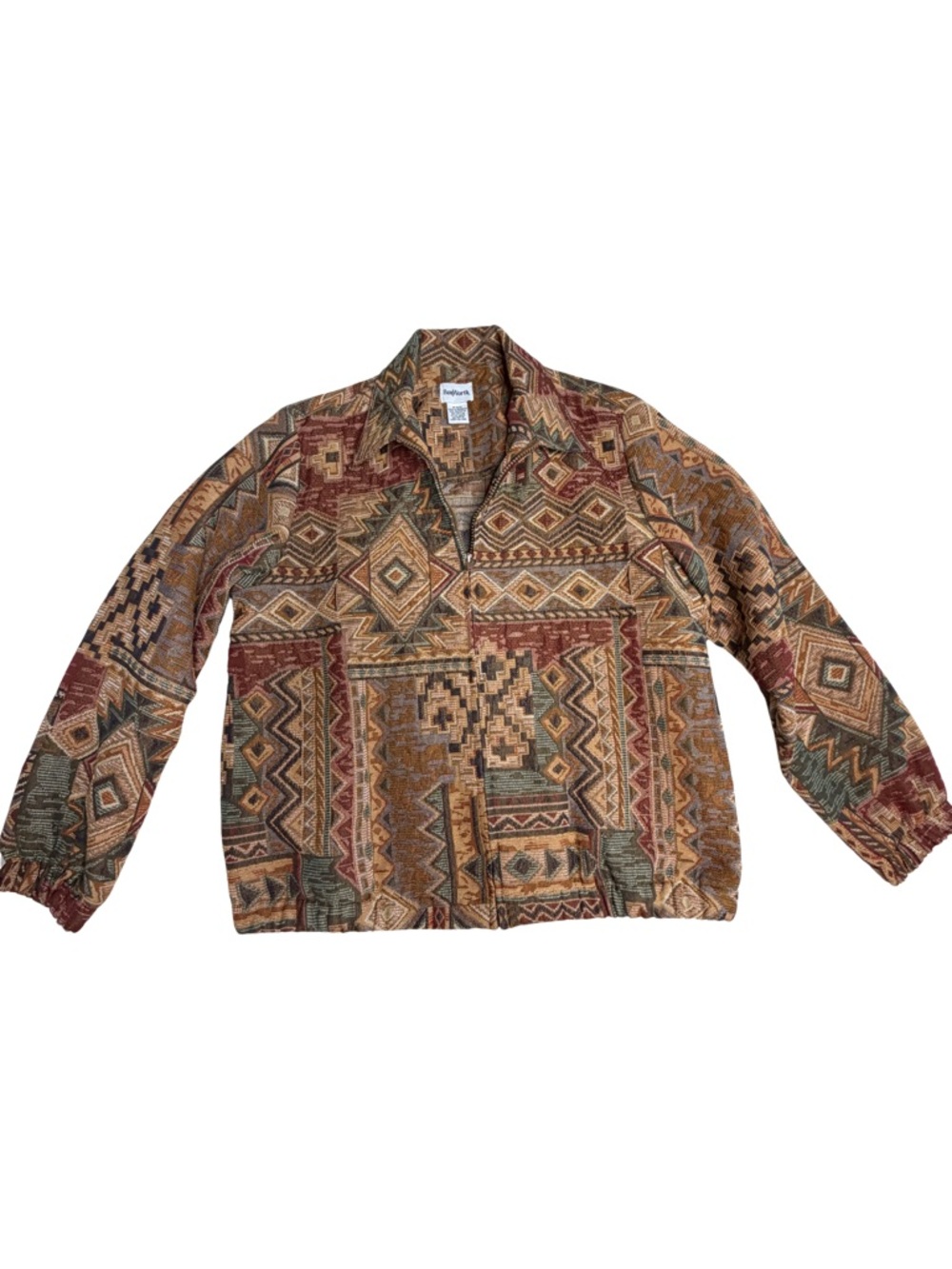 Southwestern Aztec Tapestry‎ Jacket Womens S Petite Full Zip Vintage Style